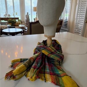 Polo Ralph Lauren Colorful Plaid Lightweight Scarf - Yellow, Green, Red